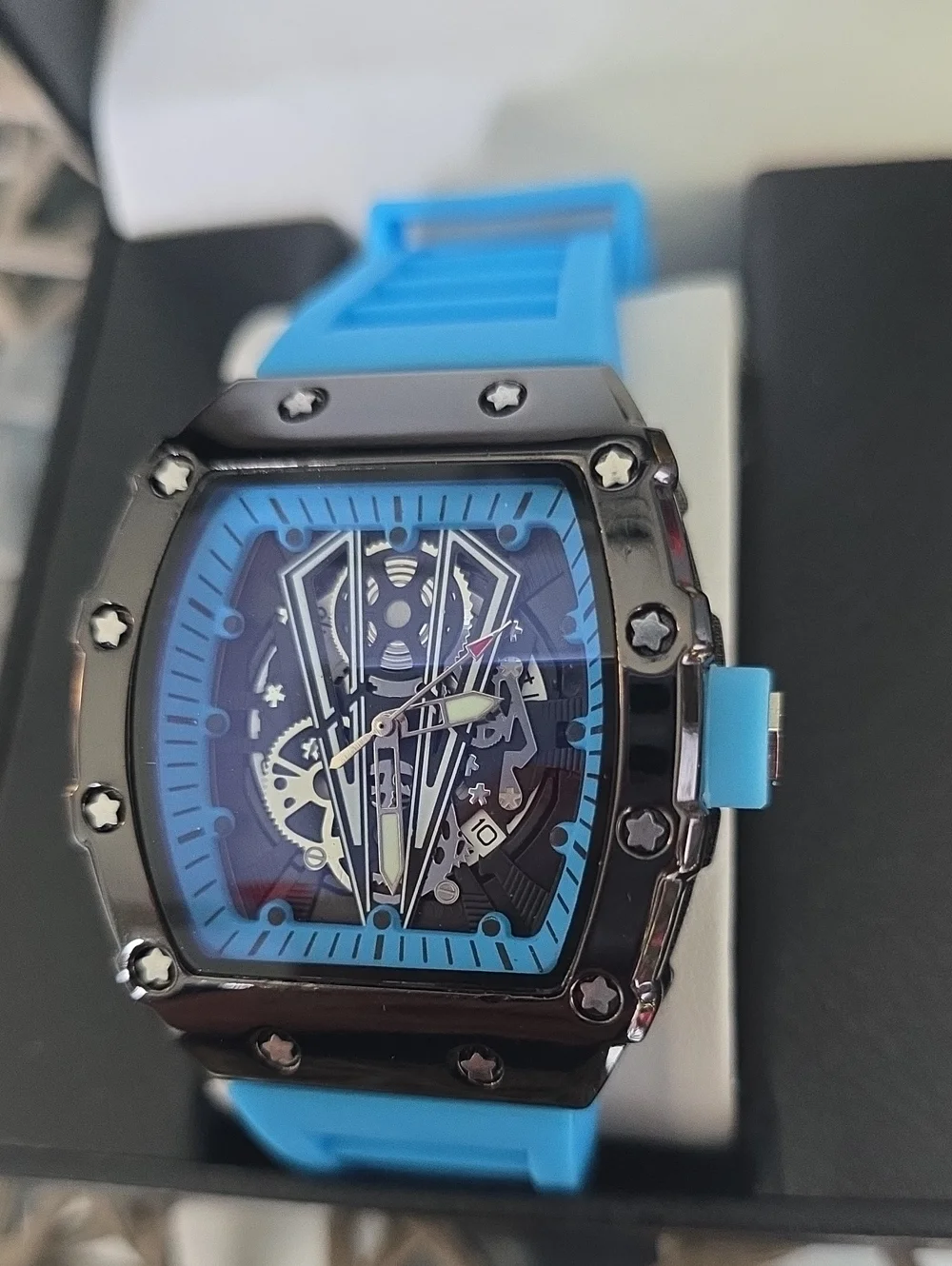 281  Men's Blue Mechanical-Style Watch